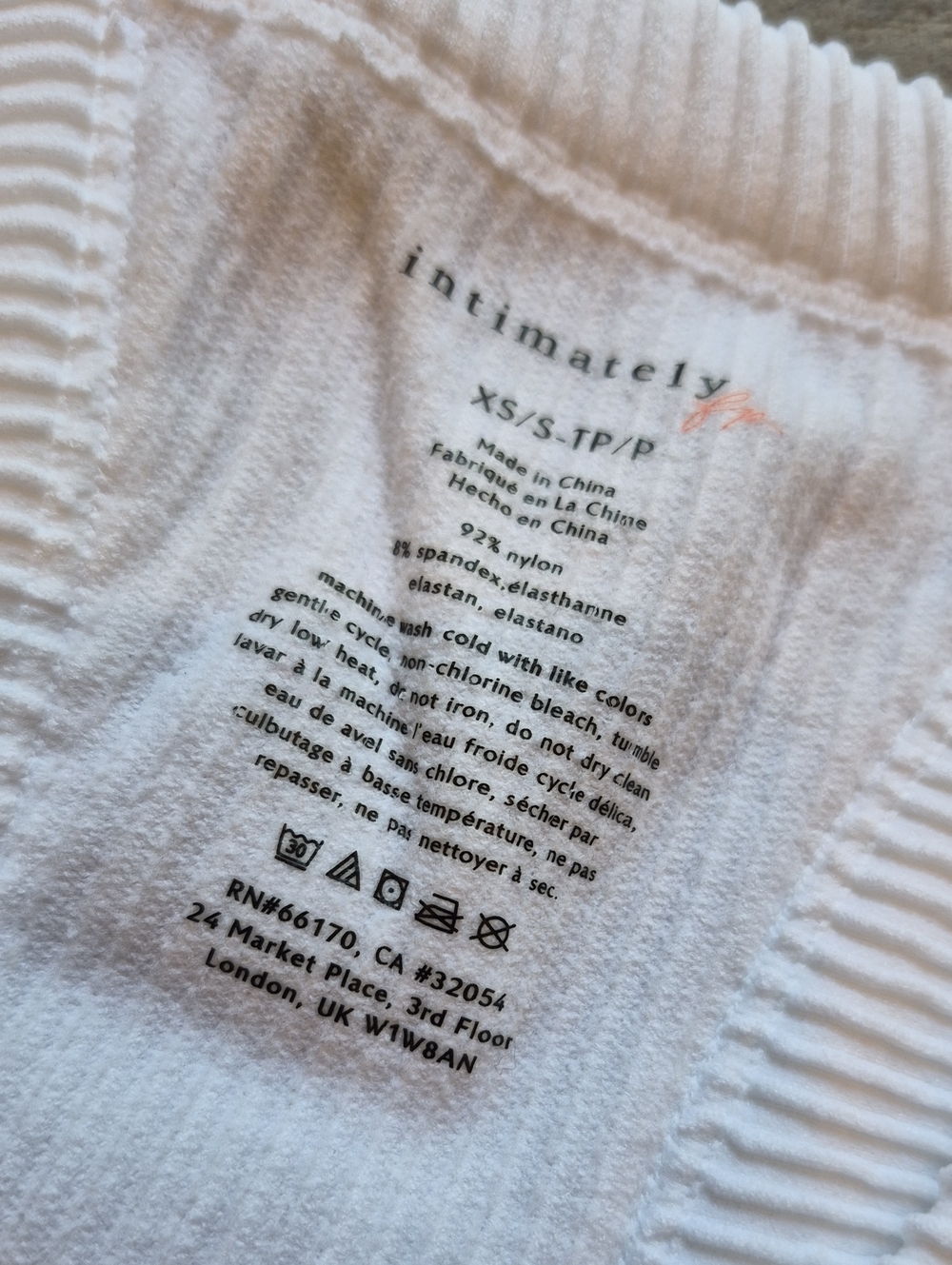 Intimately Free People Seamless White Ribbed Racerback Tank Top, XXS - Picture 7 of 9
